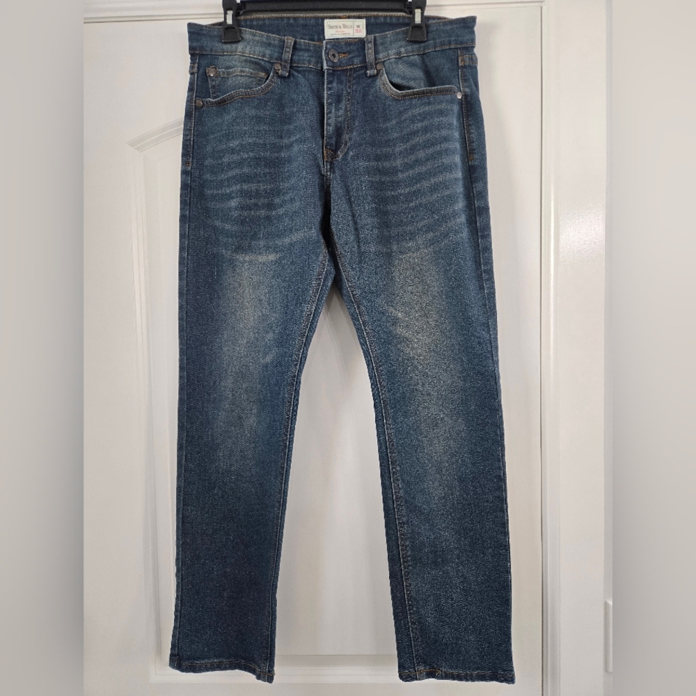 Men's Smith Mills Blue Denim Jeans - Classic Straight Fit